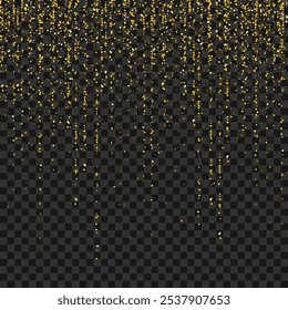 Golden Falling Glitter New Year Christmas Sparkling Lights Vector Background Design.