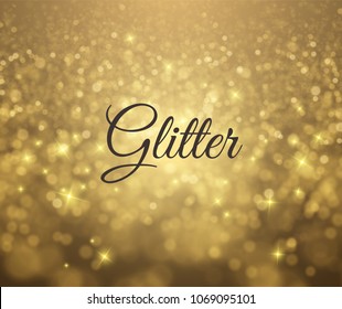 Golden falling glittering dust, luxury blurred lights bokeh vector eps10.