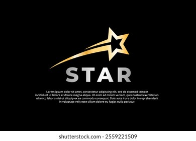 golden falling shooting star template background banner with word star