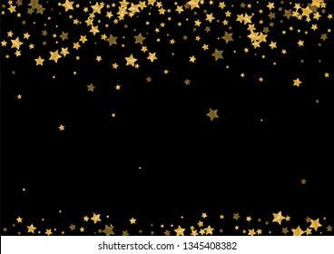 Golden falling stars. Festive gold confetti. Abstract decoration for celebrations. 