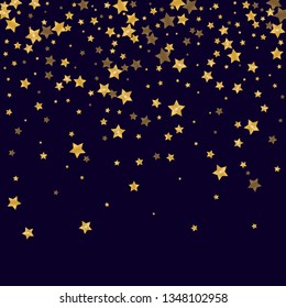 Golden falling stars. Festive gold confetti. Abstract decoration for celebrations. 