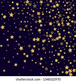 Golden falling stars. Festive gold confetti. Abstract decoration for celebrations. 