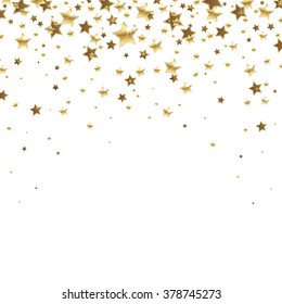 Golden Falling Stars  On A White Background