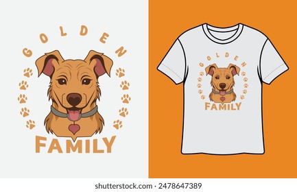 Perro De La Familia Dorada Listo Para Imprimir Diseño De Camiseta, Arte De La Pared, Taza, Pegatina, Anuncio, Camiseta, Capucha, Vector, Ilustración