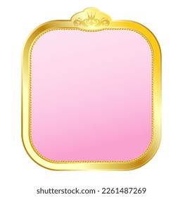 Golden fantasy frame for princess portrait. Vector illustration.