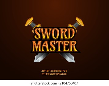 Golden Fantasy Sword Master Rpg Game Logo Text Effect