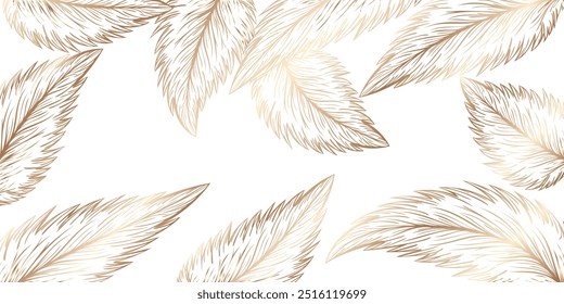 Golden Feather Background Design, Golden feather Frame