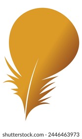 Golden feather brush on a white background Feathers for graphic elements