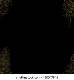 Golden feather decor seamless pattern. Vector illustration for your design
