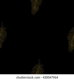 Golden feather decor seamless pattern. Vector illustration for your design
