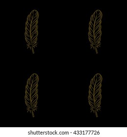 Golden feather decor seamless pattern. Vector illustration for your design