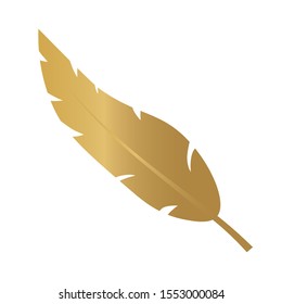 golden feather icon - vector illustration