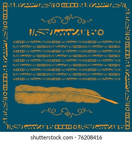 golden feather with text block illustration