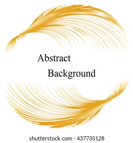 Golden Feathers Pattern with Text in the Center.Abstract  Background. Template for  Labels,  Banners, Badges, Posters, Stickers and Advertising Actions. Vector Illustration