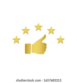 golden feedback icon, five stars rating icon,  quality rating icon vector