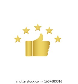 golden feedback icon, five stars rating icon,  quality rating icon vector