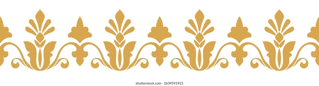 Golden fence, flower border for ethnic tribal fabric pattern