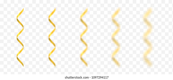 Golden festive confetti ribbons. Blurred ribbons isolated