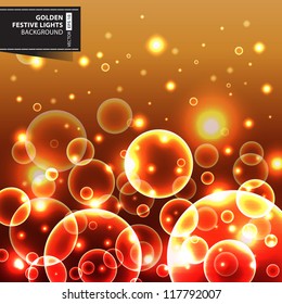 Golden festive lights background. Vector illustration.