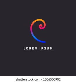 Golden Fibonacci spiral. Logo for architect or designer. Symbol of harmony