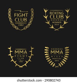 Golden fight club emblem. Mixed Martial Arts. Vector illustration