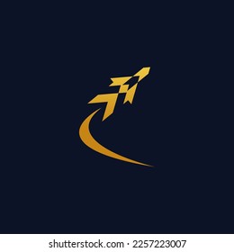 Golden Fighter Plane Logo with a Modern Concept