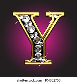 golden figure with diamonds made in vector