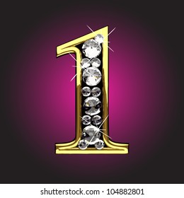 golden figure with diamonds made in vector