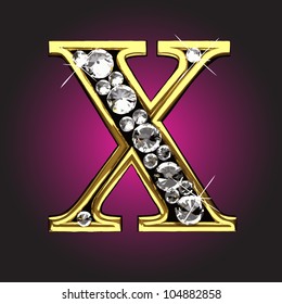 golden figure with diamonds made in vector