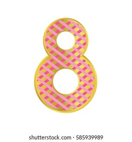 Golden figure eight pattern of narrow stripes of different shades of pink. International Women's Day. Vector illustration, isolated on a white background.