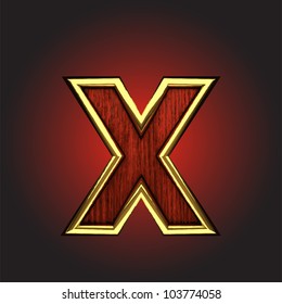 golden figure with red wood made in vector