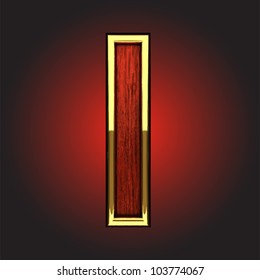 golden figure with red wood made in vector