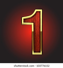 golden figure with red wood made in vector