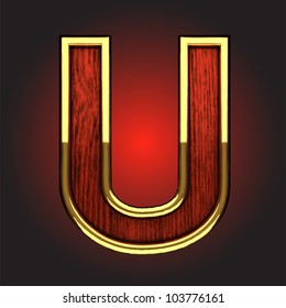 golden figure with red wood made in vector