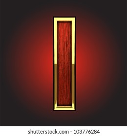 golden figure with red wood made in vector