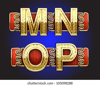 golden figure with red wood made in vector