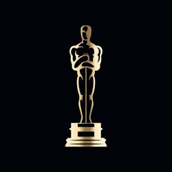 Golden Figurine, Award Prize, Cinematography Film Award Statue. Vector Illustration