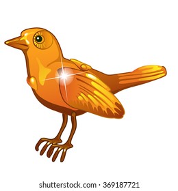 Golden figurine of a bird. Vector.