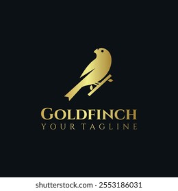 Vector de logotipo de pájaro de finch dorado