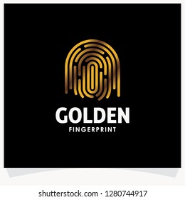 Golden Finger Print Logo Template Design Vector Inspiration. Icon Design
