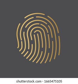 golden fingerprint icon- vector illustration