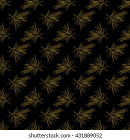 Golden fir branches decor seamless pattern. Vector illustration for your design