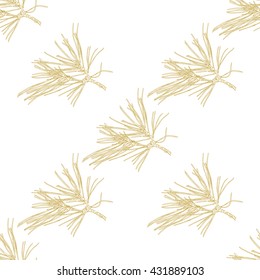 Golden fir branches decor seamless pattern. Vector illustration for your design