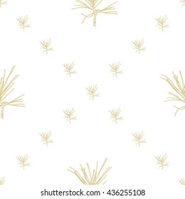 Golden fir branches decor seamless pattern. Vector illustration for your design
