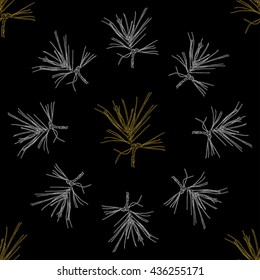 Golden fir branches decor seamless pattern. Vector illustration for your design