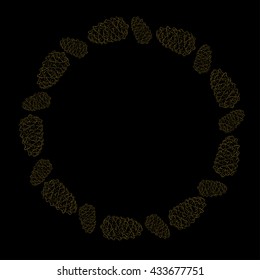 Golden fir cones decor seamless pattern. Vector illustration for your design