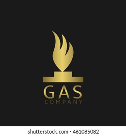 Golden fire symbol. Gas company logo, Vector illustration