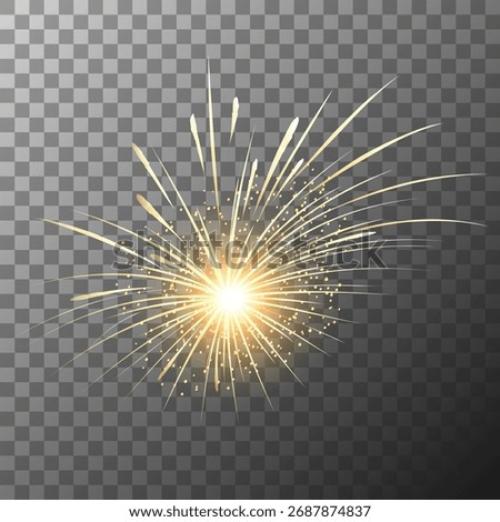 Golden Firework Burst – Glowing Sparkle Explosion Overlay, Radiant Gold Firework Light – Festive Celebration Burst, Sparkling Fireworks Overlay – Glowing Golden Explosion