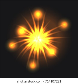 Golden firework concept background. Realistic illustration of golden firework vector concept background for web design