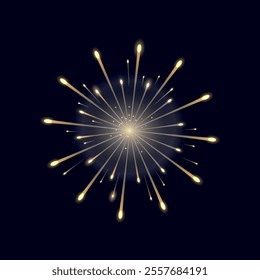 Golden firework explosion on dark background, festive celebration concept